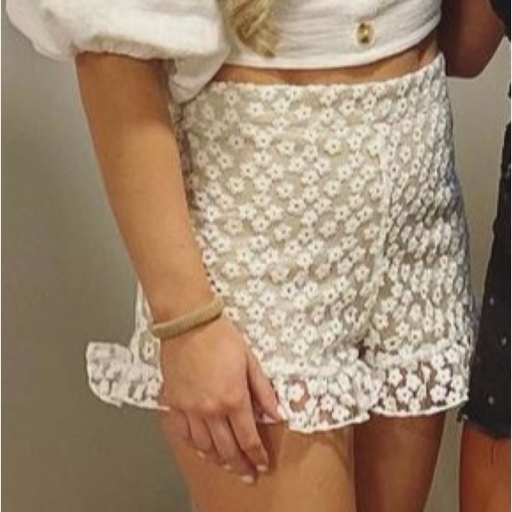 White lace shorts